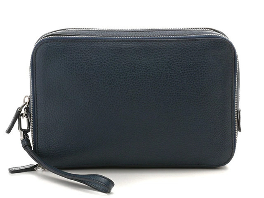 Prada Bag Shoulder Calfskin Navy Blue